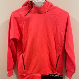 Zara Hot Pink Athletic‎ “Always Play” Girls Zip Neck Hooded Sweatshirt Sz 9